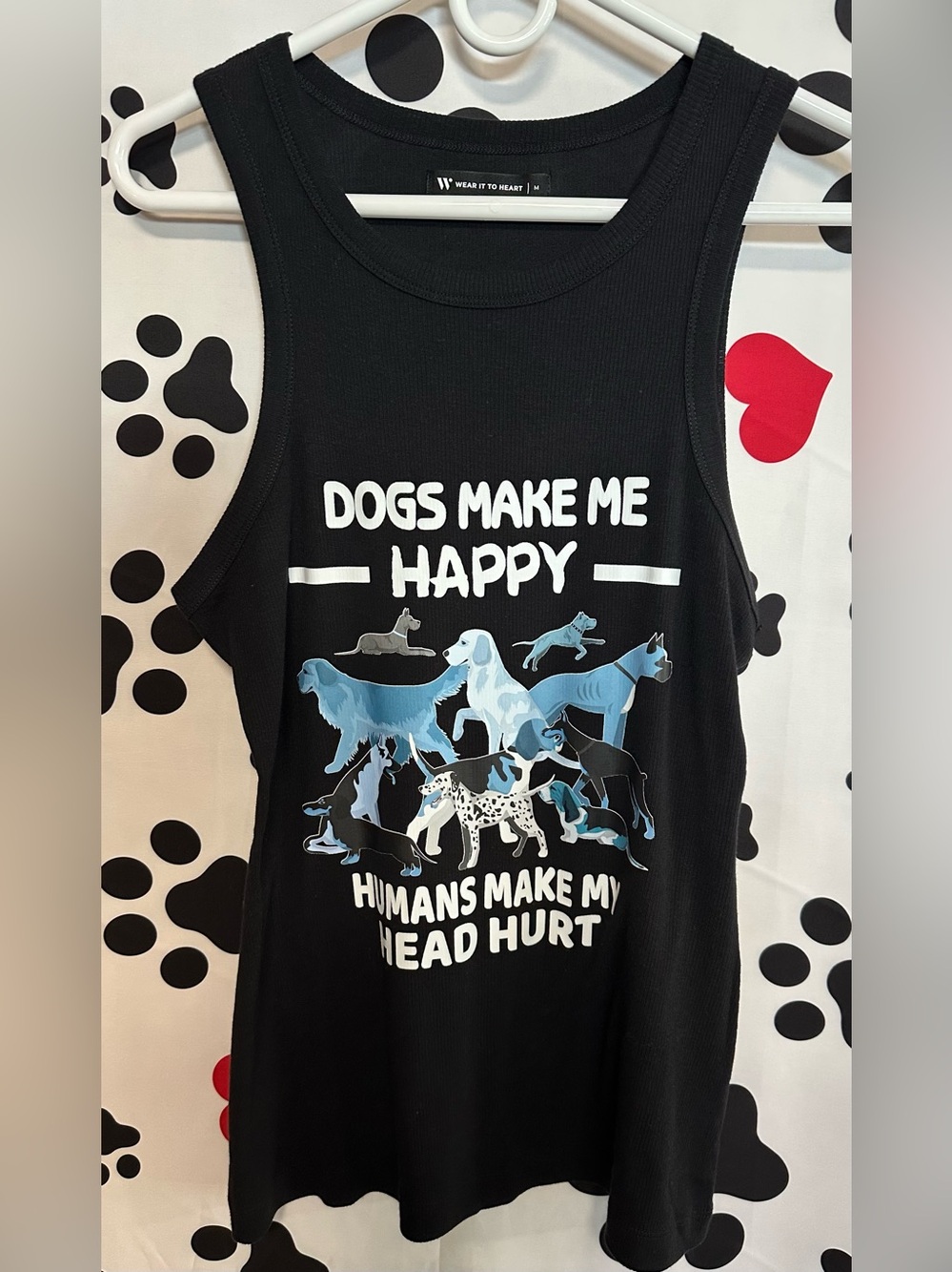 Dog Grapic Micro-Ribbed Tunic Tank - NIP